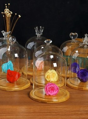手办盲盒玻璃罩展示盒永生花防尘罩蛋糕盖透N明罩烛台摆件生日礼