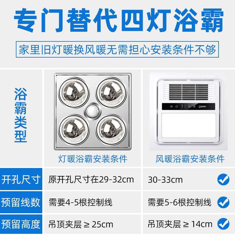 雷仕家吊顶浴霸排气扇照明一体3030集成卫生间灯泡暖风机三合一 - 图2