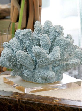 珊瑚现代书房客厅树脂装奢工艺品海洋软轻摆件配饰V仿真地中海新