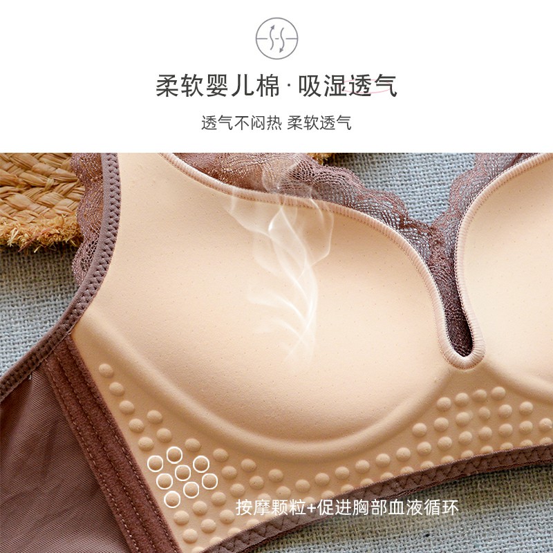 内衣女无钢圈小胸聚拢调整型侧收副乳上托胸罩薄款夏无痕文胸套装 - 图2