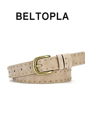 BELTOPLA美式复古铆钉黑色腰带潮