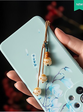 男女菩提根招财醒狮猫爪手机链