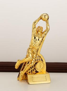 守门员足球运动奖杯 树脂电镀工艺品 世界杯周边门将奖杯印字定制