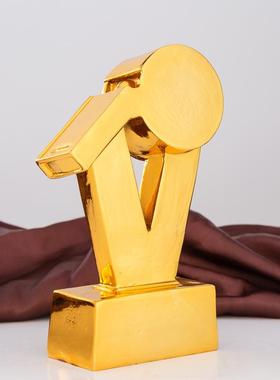 体育赛事高款金口哨奖 裁判员电镀金奖杯 足球篮球球迷纪念品印字