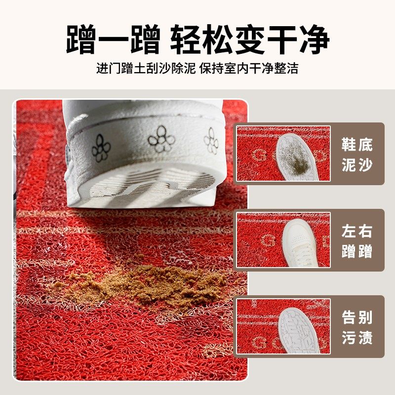 红色喜庆入户门地垫丝圈卡通pvc进门口脚垫子家用2025新26款地毯,淘宝优惠券,粉丝福利购,淘宝优惠卷