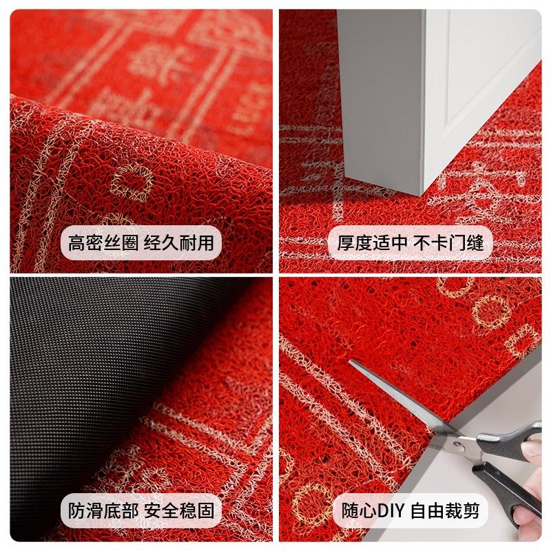 红色喜庆入户门地垫丝圈卡通pvc进门口脚垫子家用2025新26款地毯,淘宝优惠券,粉丝福利购,淘宝优惠卷
