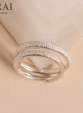 ARAI情侣戒指原创石纹单只素银