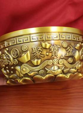 纯铜聚宝盆摆件招财聚财实心铜碗铜盆家用家居客厅店铺