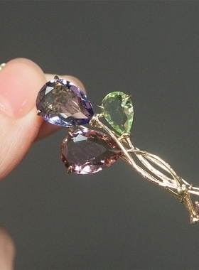 金属青蛙扣仿水晶花朵造型刘海夹