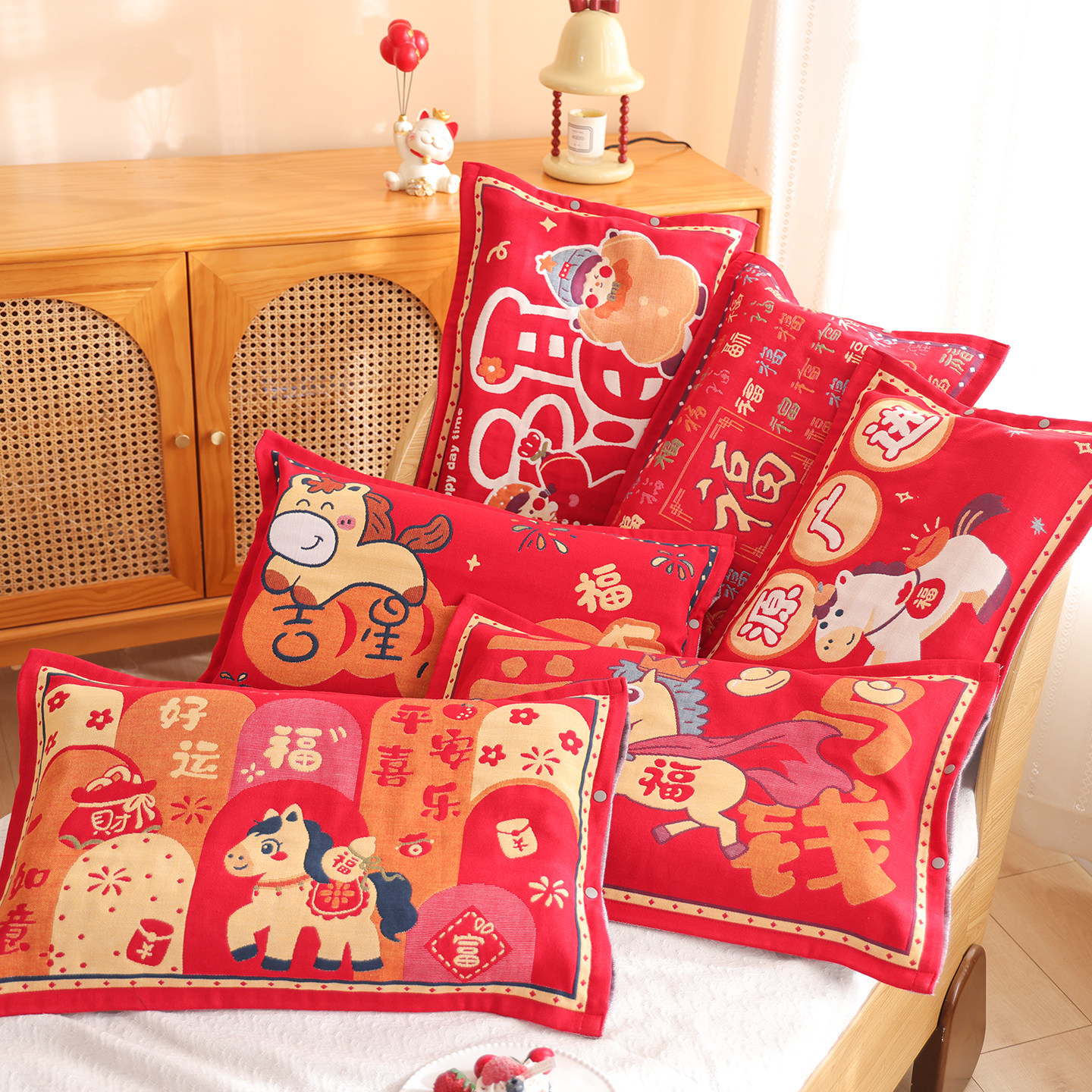 A类纯棉纱布按扣加厚儿童枕套马年宝宝新年款全棉乳胶全包枕头套,淘宝优惠券,粉丝福利购,淘宝优惠卷