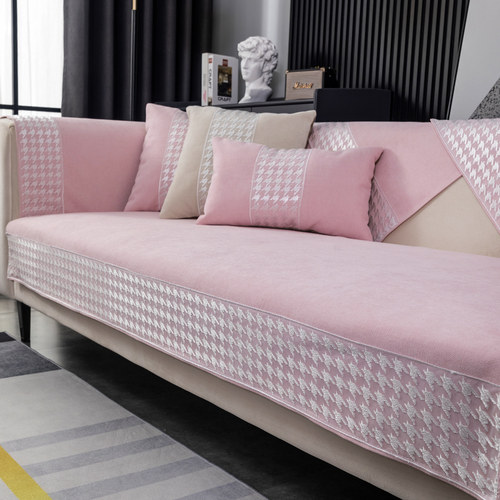 北欧简约四季通用雪尼尔沙发垫防滑皮沙发套罩高档坐垫靠背巾盖布 - 图2