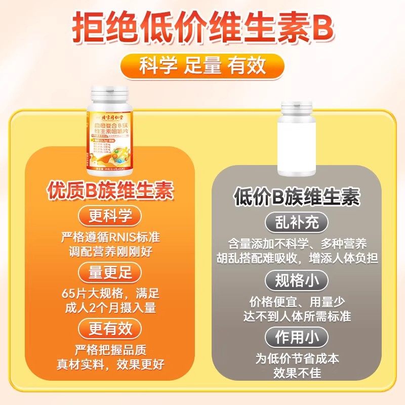 北京同仁堂绿窃血橙复合B族维生素咀嚼片多种B族维生素片b1b2b12,淘宝优惠券,粉丝福利购,淘宝优惠卷