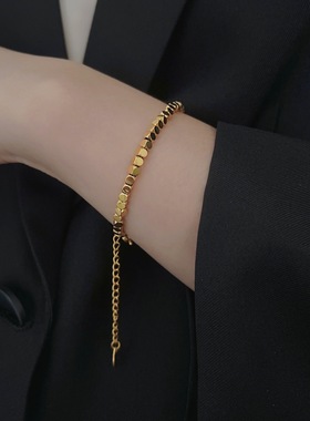 钛钢不掉色新款碎银子手链