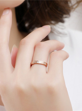 钻石情侣钛钢ins潮风情侣戒指