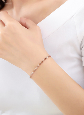 18k麻花ins小众玫瑰金轻精致手链