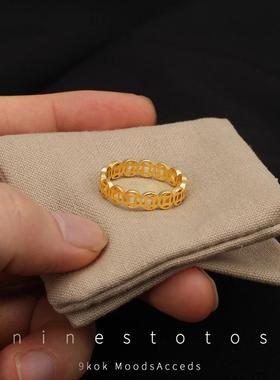 钛钢不掉色复古铜钱戒指