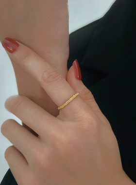 钛钢不掉色简约软链食指戒
