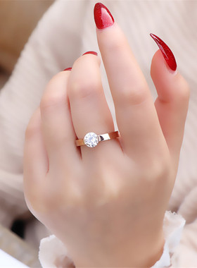 轻奢时尚网红玫瑰金蹦迪钻石戒指