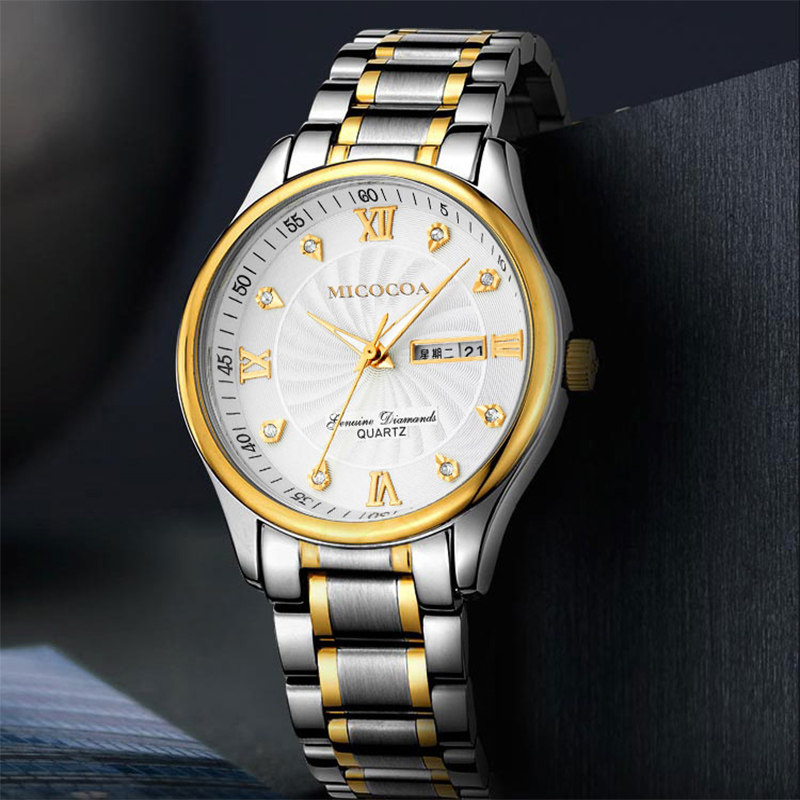 名蔻男女带日历商务时尚精钢表带 名蔻手表国产腕表