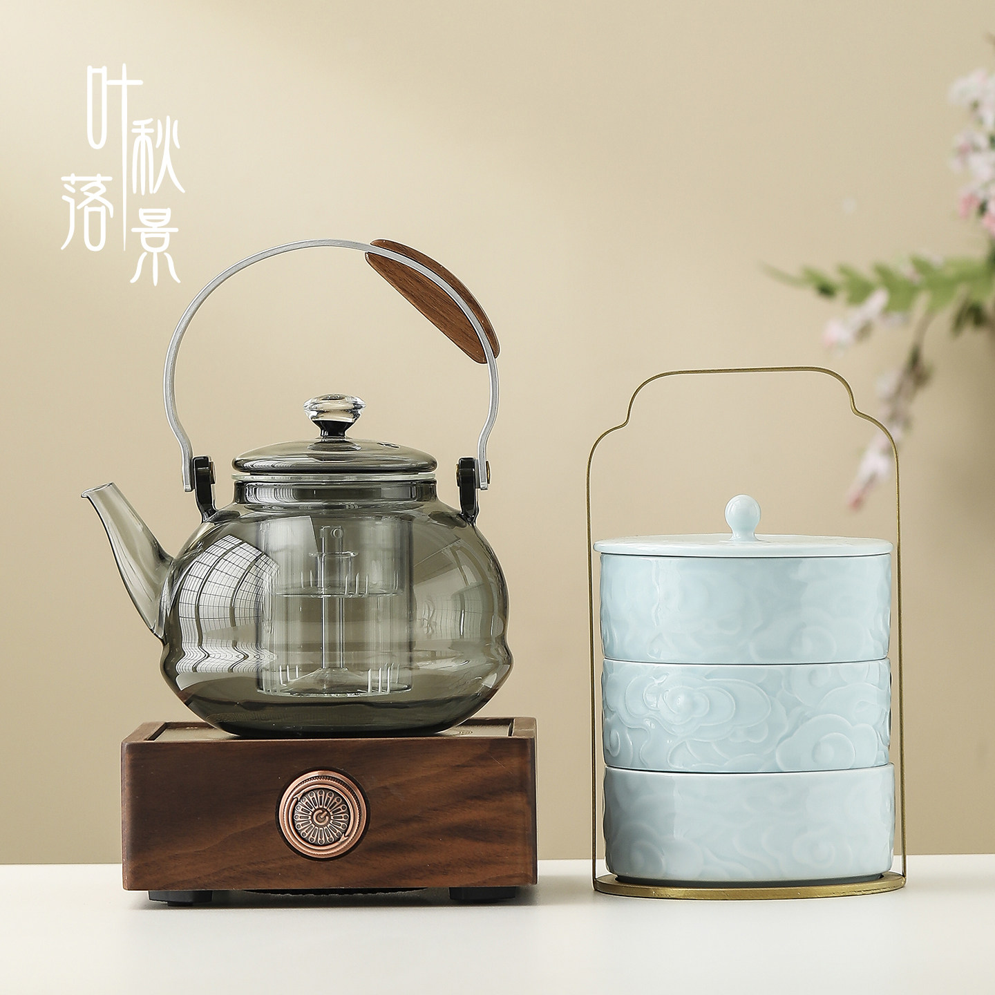 胡桃木实木电陶炉提梁壶玻璃煮茶壶烧水壶耐高温泡茶壶家用养生壶,淘宝优惠券,粉丝福利购,淘宝优惠卷