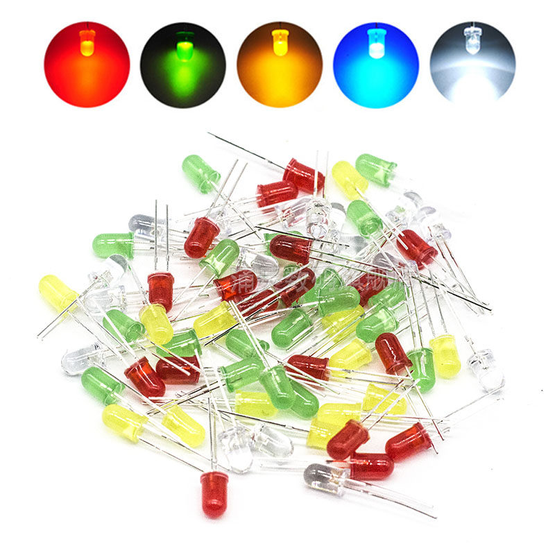 5MMLED灯珠发光二极管白发白翠绿色蓝色黄色紫色七彩慢闪 LED灯泡_虎窝淘