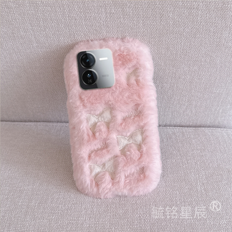 适用iqooz9turbo手机壳iqooz9毛绒z9x新款z8白色z8x蝴蝶结z7粉色z7x少女心z6毛茸茸的z6x/vivo女z5z5xz3z1z1x - 图2
