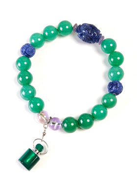 天然绿玛瑙香薰瓶挂坠手链