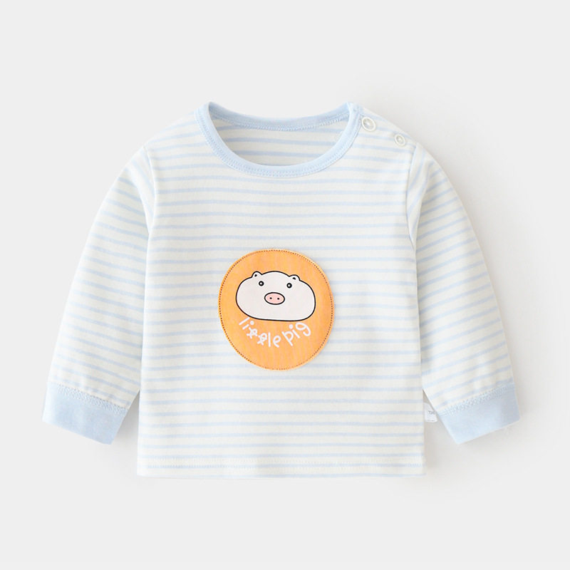 婴儿纯棉单上秋衣服条纹男女童春秋宝宝内衣打底衫童装肩开T恤,淘宝优惠券,粉丝福利购,淘宝优惠卷