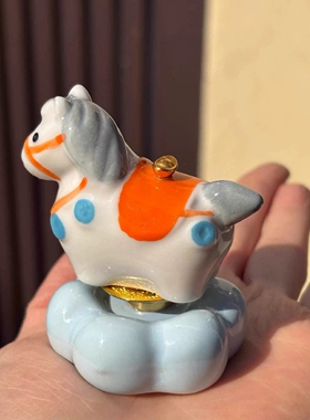 景德镇陶瓷转转小马旋转马有钱小摆件网红桌面装饰马年新年礼物