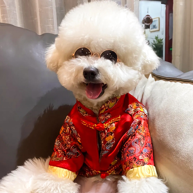 狗狗衣服秋冬款保暖盘扣唐装小型犬比熊泰迪博美宠物新年国风服饰,淘宝优惠券,粉丝福利购,淘宝优惠卷