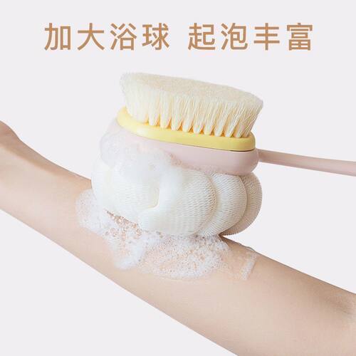 长柄软毛双面沐浴刷二合一洗澡搓背神器洗浴不求人多功能洗澡刷 - 图2