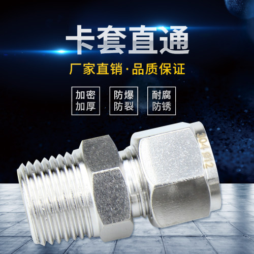 304不锈钢双卡套管接头螺纹直通终端钢管快接气源仪表铜管液压管 - 图0