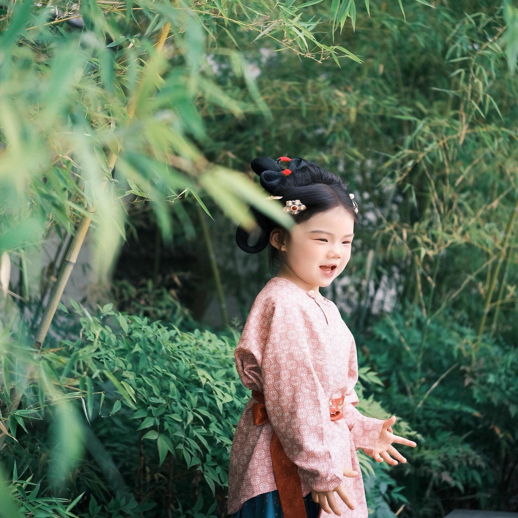 汉服2025女童复原风印花中长圆领袄腰带裤子套装夏季新款唐代男童,淘宝优惠券,粉丝福利购,淘宝优惠卷