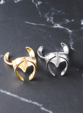 黑暗世界洛基头盔戒指托尔创意新款个性开口可调节戒指鹿头指环批