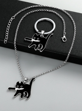 日韩ins卡通吊坠创意个性小黑猫