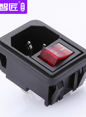 AC-02A 品字电源插座 带开关10A/250V 铜脚三芯工业插座 KCD1船型