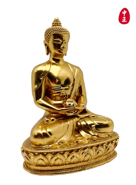 中正造像阿弥陀佛贴金10cm铜摆件