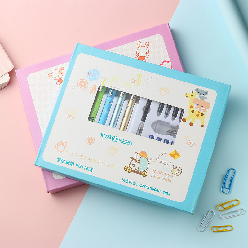 hero英雄官方正品学生卡通正姿钢笔套装小学三年级男生女生入门书法练字专用可替换墨囊小学生初中儿童钢笔,淘宝优惠券,粉丝福利购,淘宝优惠卷
