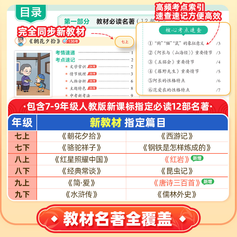 【作业帮旗舰店】25新版初中名著考点速记速练速查初中必读十二本名著导读考点精练人教版七八九年级上下必读书籍原著正版经典常谈