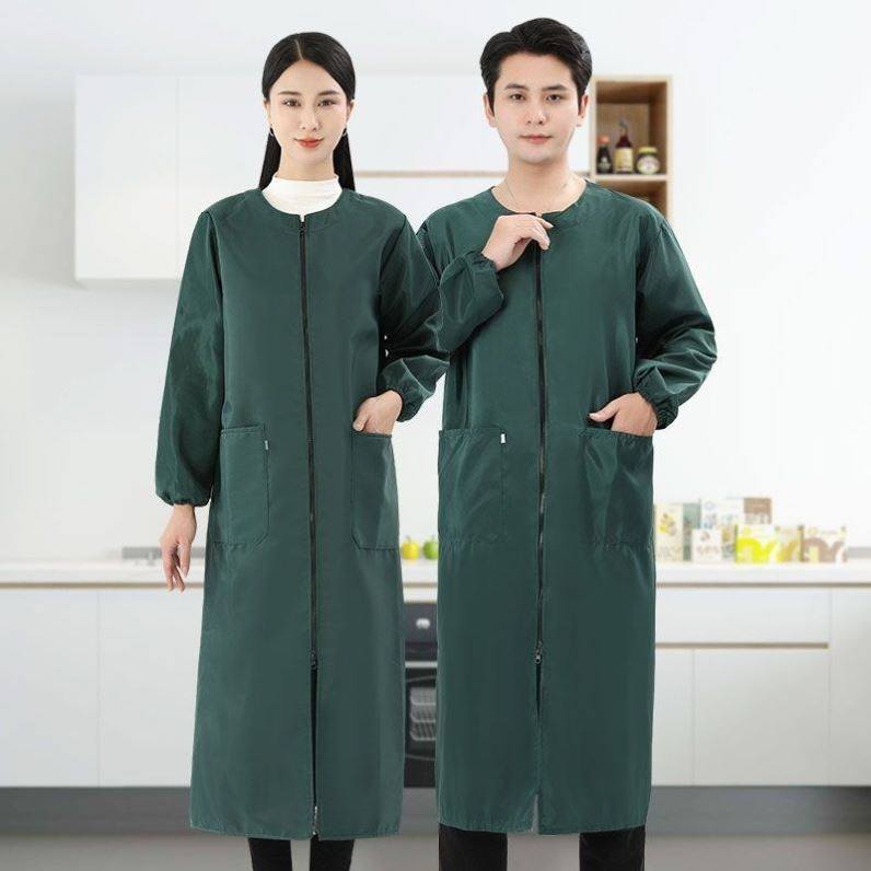 无帽干活工作服特长大褂纯色防水防油罩衣女工装薄外套厨房围裙潮,淘宝优惠券,粉丝福利购,淘宝优惠卷