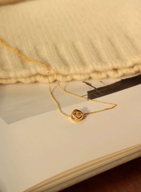 0818韩国东大门代购nyunyu925银双扣圆圈锁骨链环扣项链小众高级