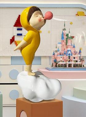 云朵兔耳泡泡女孩卡通摆件家居商场游乐场可爱公仔玻璃钢雕塑装饰