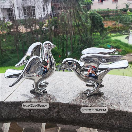 仿真鸽子摆件动物雕塑仿不锈钢铜小鸟燕子户外庭院花园室内装饰品 - 图0