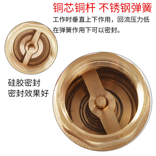 全铜4分立式止回阀弹簧单向阀6分1寸内外丝铜杆止水阀卧式逆止阀 - 图2
