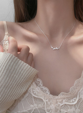 日系coss kokos925银银杏叶项链女潮锁骨链简约小众气质百搭森系