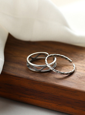 日系coss kokos925银黑暗系戒指复古时尚食指戒冷淡风泰银指环