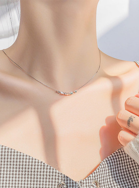 日系coss kokos925银锁骨链吊坠五豆豆项链清新简约冷淡风百搭首