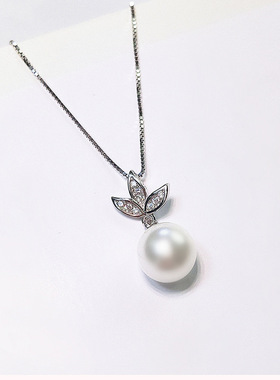 日系coss koko新款s925银叶子项坠女时尚珍珠套装diy虎珀配饰