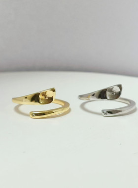 日系coss kokodiy配件925银小众质感珍珠戒指空托开口指环半成品