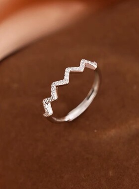 日系coss kokos925银波浪戒指女简约时尚个性开口戒可调节高级感